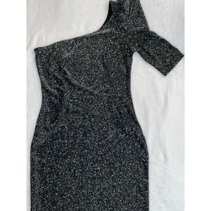 One shoulder glitter dress